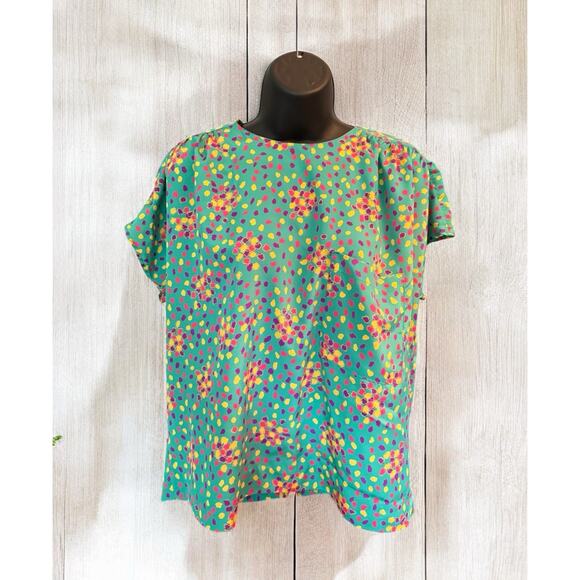 Vintage Impressions Of California Polkadot Blouse Sz 12 Funky Retro 1980s - Picture 1 of 7